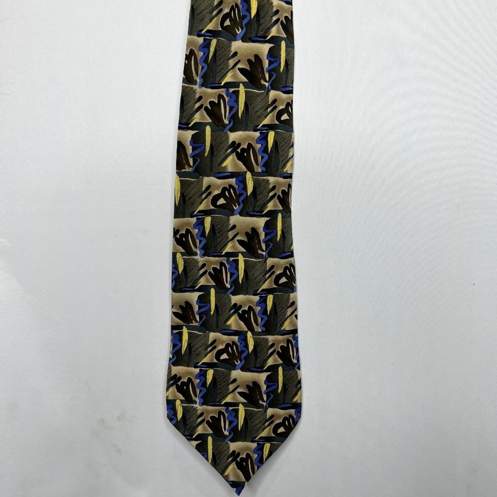 J. Garcia Men’s Necktie 4” Silk Butterflies III 1996 Green Blue Beige Tie